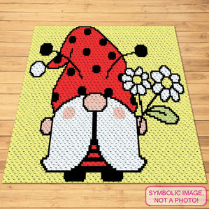 LadyBug Crochet Gnome - C2C Crochet Afghan