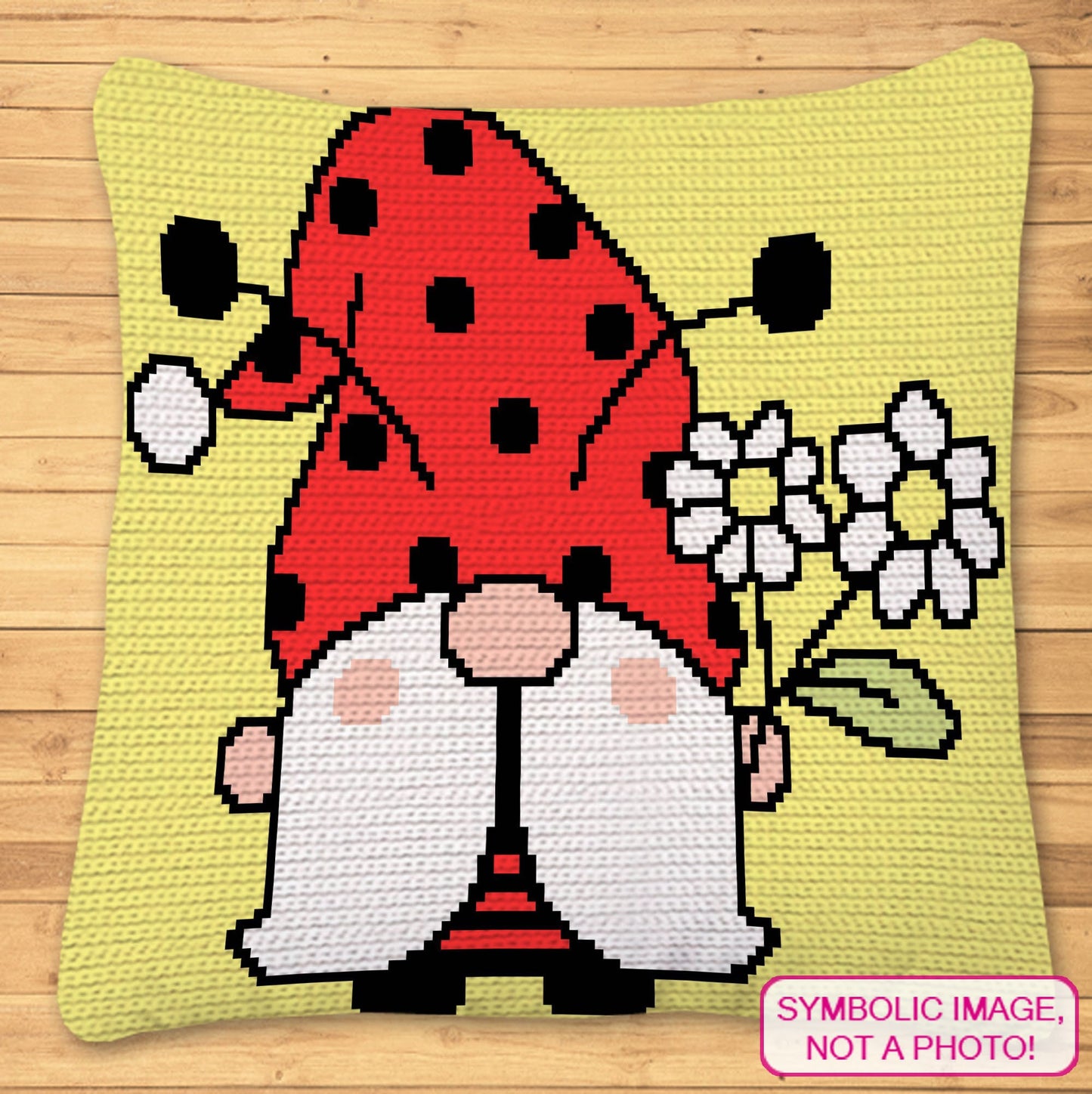 LadyBug Crochet Gnome - Tapestry Crochet Blanket and Pillow Pattern