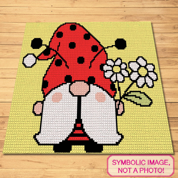 LadyBug Crochet Gnome - Tapestry Crochet Blanket and Pillow Pattern