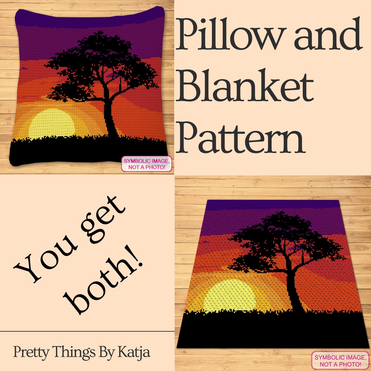 Crochet Landscape - Tapestry Crochet Blanket and Crochet Pillow Pattern