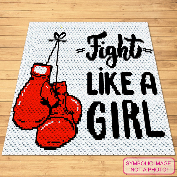 Feminist Crochet, Fight Like a Girl - Crochet Bundle - C2C Crochet Blanket Pattern, and Tapestry Crochet Pillow Pattern