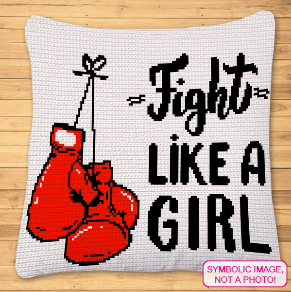 Fight Like a Girl, Feminist Crochet - Tapestry Crochet Blanket and Crochet Pillow Pattern.