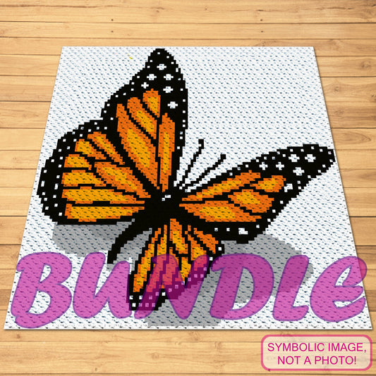 Crochet Butterfly - Crochet BUNDLE: C2C Afghan Pattern and Tapestry Crochet Pillow Pattern