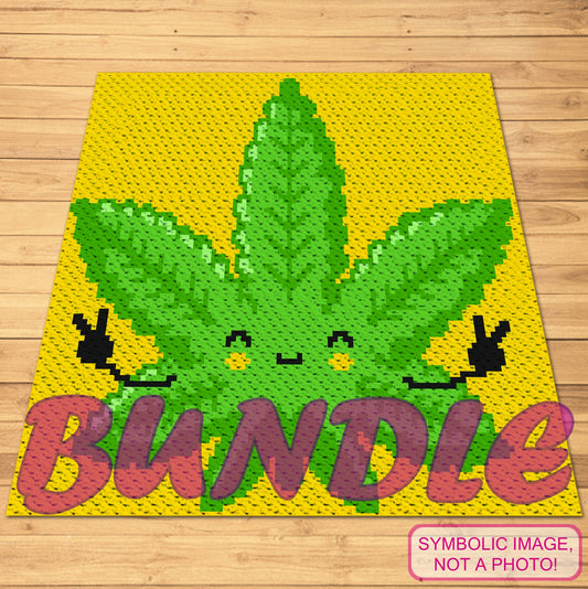Crochet Marijuana Leaf - Hippie Crochet BUNDLE: C2C Crochet Blanket Pattern, Tapestry Crochet Pillow Pattern