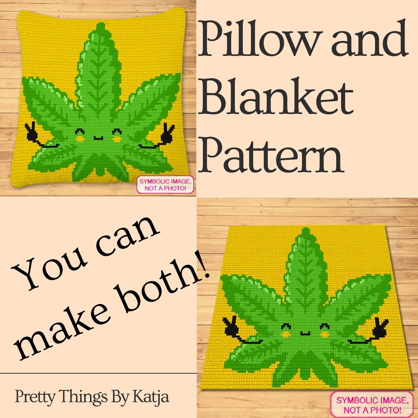Marijuana Leaf Crochet Pattern - Crochet Rasta - Tapestry Crochet Blanket and Crochet Pillow Pattern