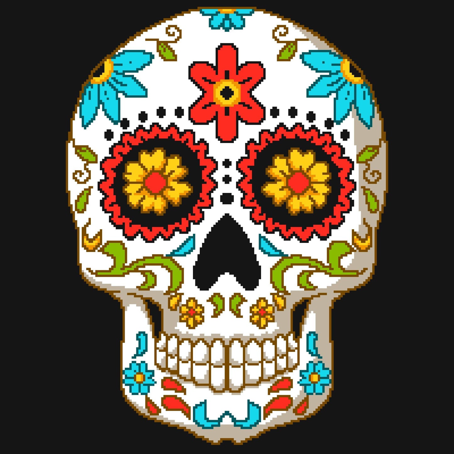 Crochet Sugar Skull (Black), Halloween Crochet Skeleton