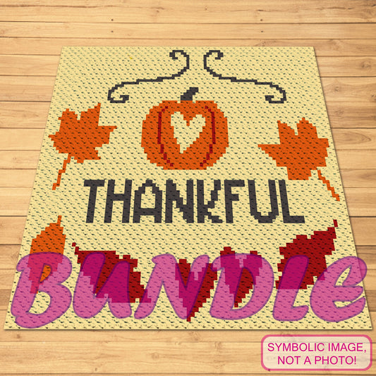 Thankful Thanksgiving Crochet Pattern, Crochet BUNDLE: C2C Crochet Blanket Pattern, Crochet Pillow Pattern
