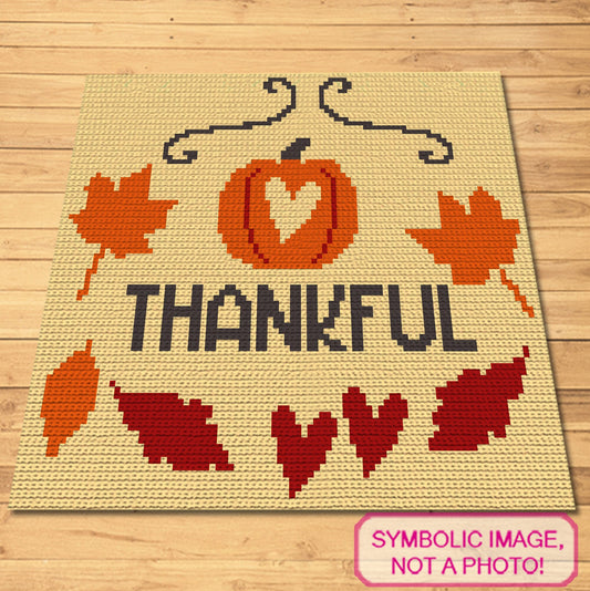 Thankful Thanksgiving Crochet Pattern - Tapestry Crochet Blanket Pattern, Crochet Pillow Pattern
