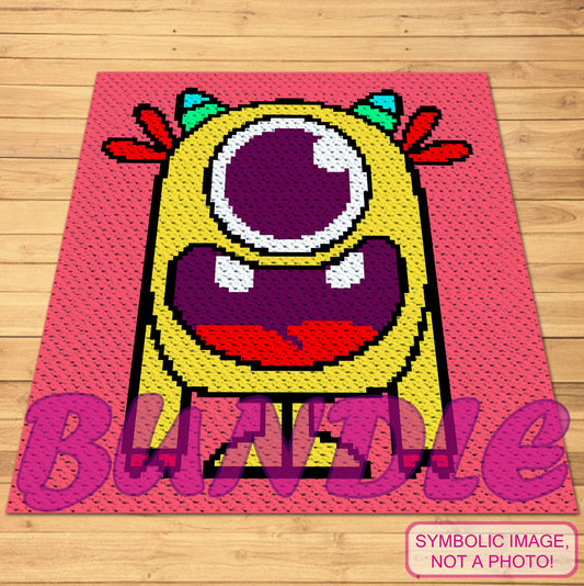 Crochet Yellow Monster - Crochet BUNDLE- C2C Blanket Pattern, and Tapestry Crochet Blanket and Crochet Pillow Pattern