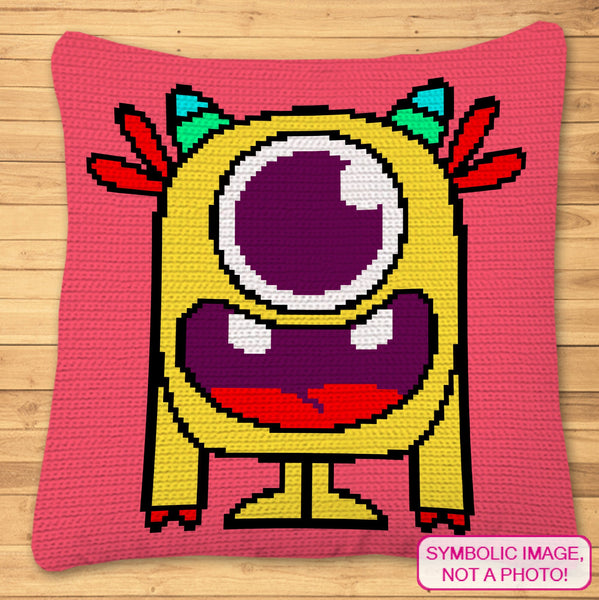 Crochet Yellow Monster - Crochet BUNDLE- C2C Blanket Pattern, and Tapestry Crochet Blanket and Crochet Pillow Pattern