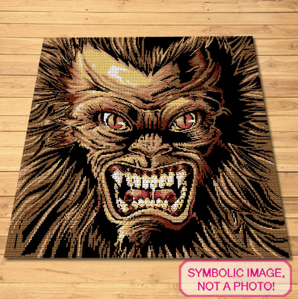 Horror Crochet Pattern, Crochet Werewolf Halloween Blanket Pattern