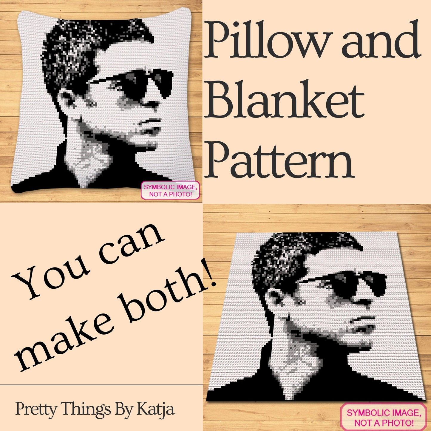 Crochet Portrait Pattern Noel Gallagher, Crochet Celebrity - Tapestry Crochet Blanket Pattern, and Crochet Pillow Pattern