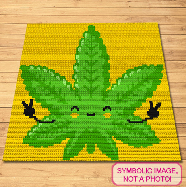 Crochet Marijuana Leaf - Hippie Crochet BUNDLE: C2C Crochet Blanket Pattern, Tapestry Crochet Pillow Pattern