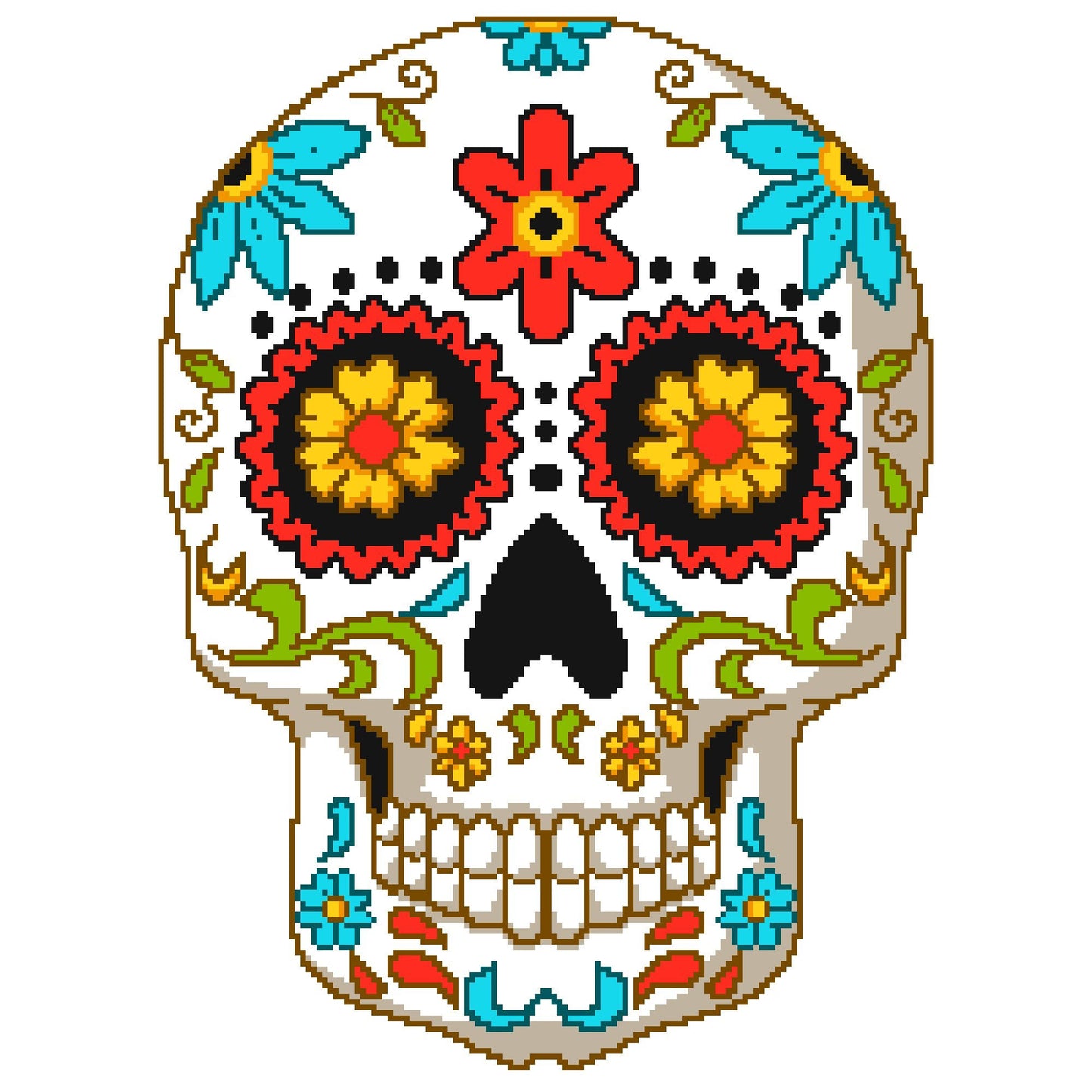 Crochet Sugar Skull (White), Halloween Crochet Blanket - Tapestry Crochet Blanket Pattern