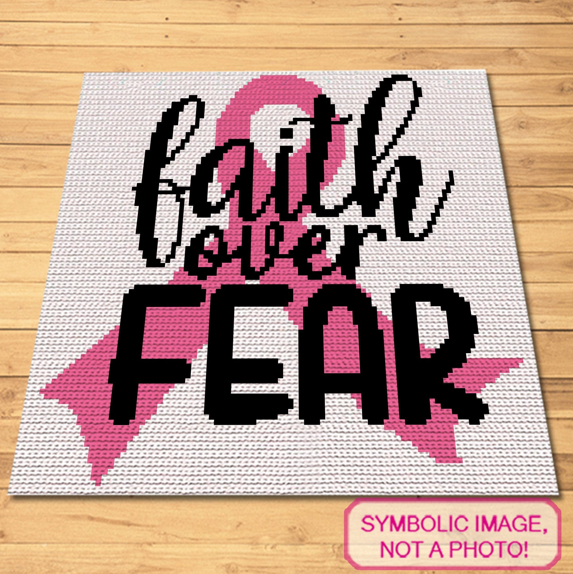 Faith over Fear Cancer Crochet Pattern - Tapestry Crochet Blanket and Crochet Pillow Pattern