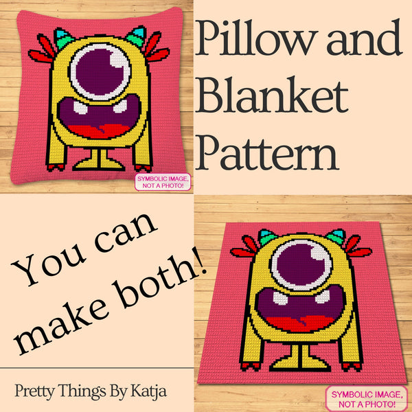 Crochet Yellow Monster - Tapestry Crochet Blanket and Crochet Pillow Pattern