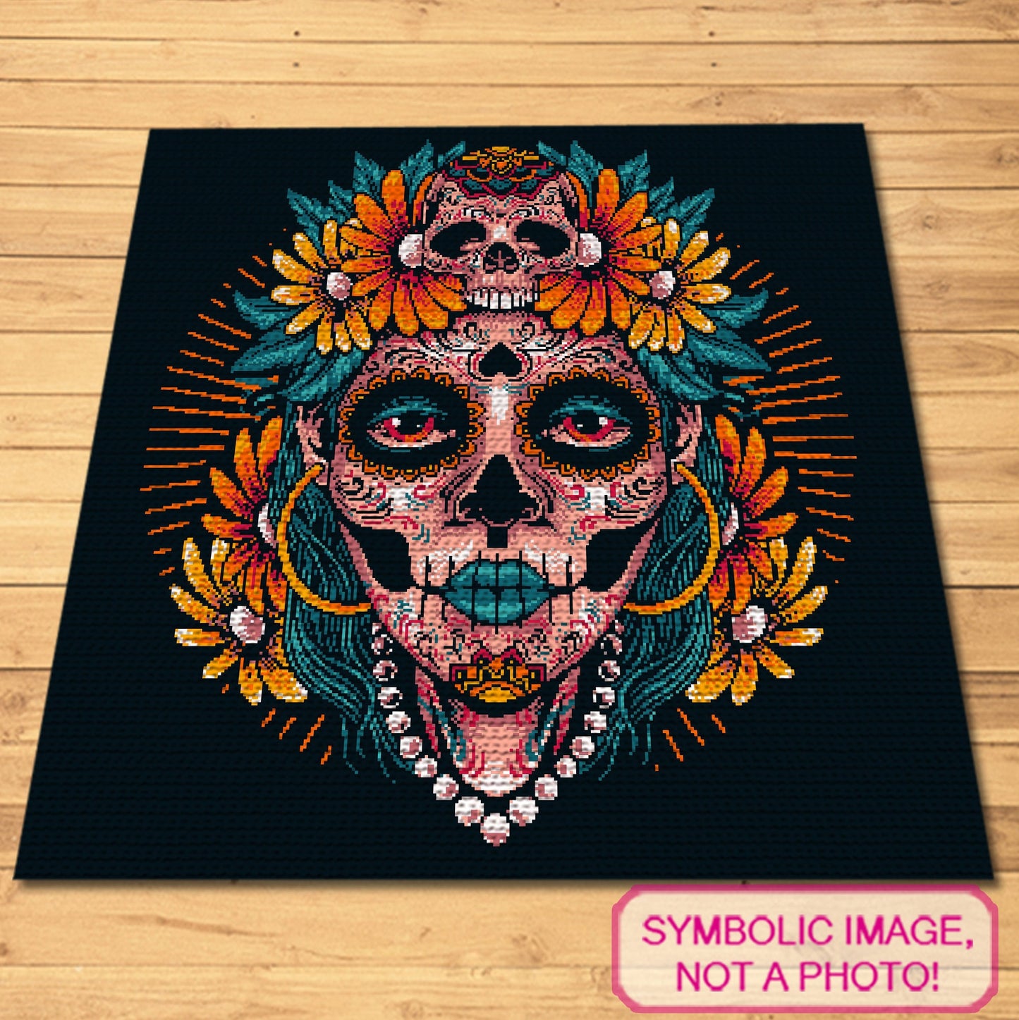 Dia De Los Muertos Crochet Blanket Pattern - Tapestry Crochet Blanket Pattern
