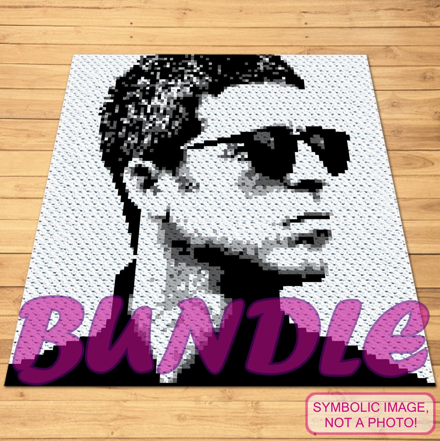 Crochet Portrait Pattern Noel Gallagher, Crochet BUNDLE - C2C Blanket Pattern, Tapestry Crochet Pillow Pattern