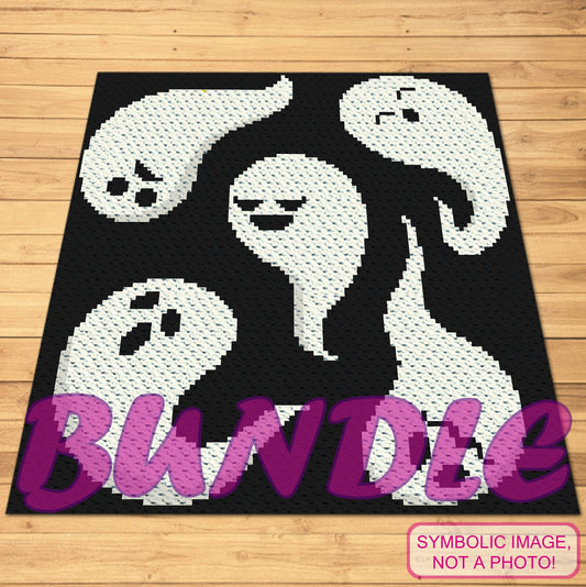 Crochet Ghosts, Crochet BUNDLE: Halloween C2C Blanket Pattern, Halloween Pillow Pattern