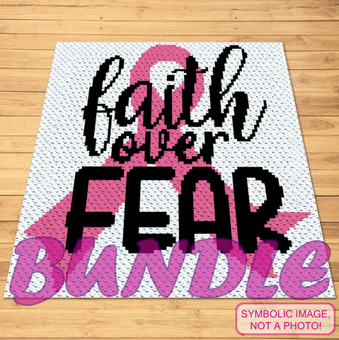 Cancer Crochet Pattern, Faith over Fear Crochet BUNDLE: C2C Blanket and Crochet Pillow Pattern