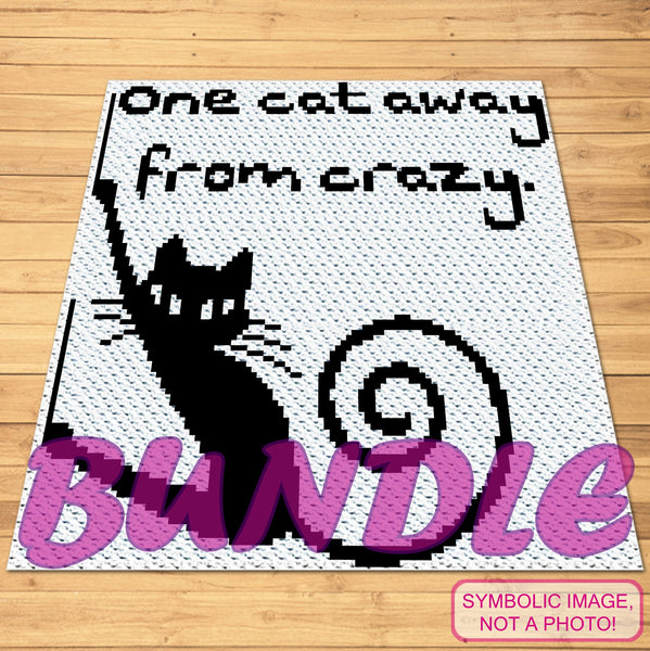 One Cat Away Crochet Cat Pattern BUNDLE: C2C Cat Pattern, Cat Crochet Pillow