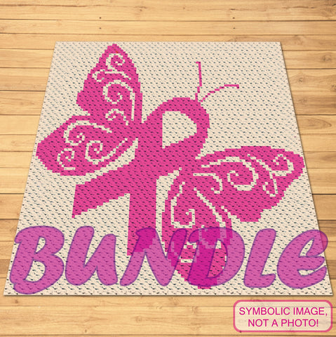 Lupus Awareness Butterfly Crochet BUNDLE - C2C Blanket Pattern and Crochet Pillow Pattern