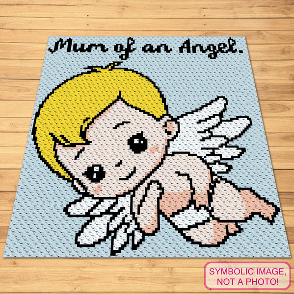 Mum Of An Angel - Crochet BUNDLE: C2C Baby Blanket + Tapestry Crochet Pillow Pattern