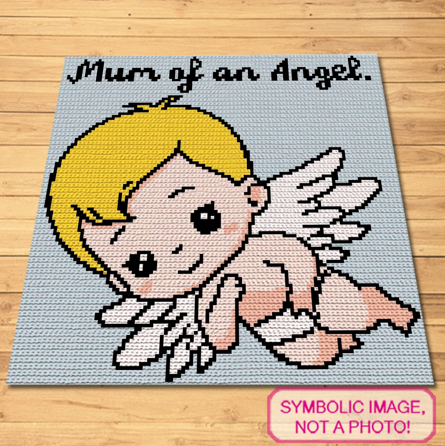 Mum Of An Angel - Crochet BUNDLE: C2C Baby Blanket + Tapestry Crochet Pillow Pattern