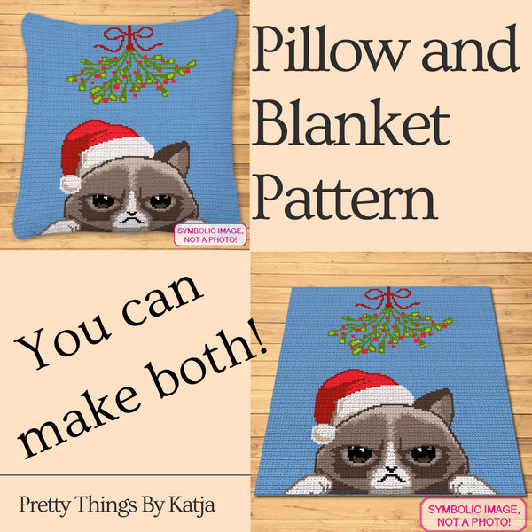 Christmas Cat Crochet Patterns - Crochet BUNDLE - C2C Cat Crochet Pattern, Christmas Crochet Pillow Pattern