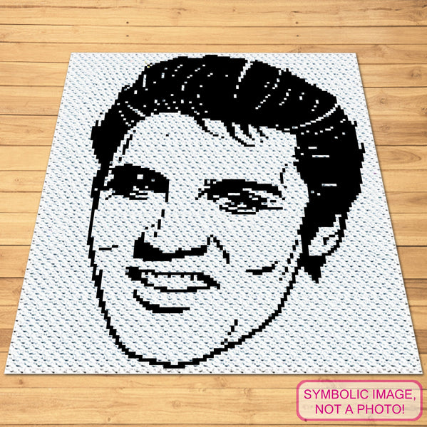 Crochet Celebrity Elvis Presley, a C2C Graphgan Pattern with Written Instructions for a Corner to Corner Crochet Blanket Pattern; PDF Digital Files. Click to learn more!