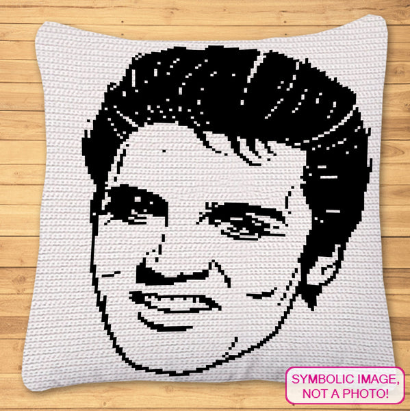 Crochet Celebrity Elvis Presley - Tapestry (SC) Crochet Pillow Pattern; PDF Digital Files. Click to learn more!