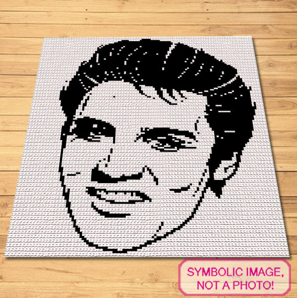 Crochet Celebrity Elvis Presley, a Graphghan Pattern with Written Instructions for a Crochet Blanket Pattern; PDF Digital Files. Click to learn more!