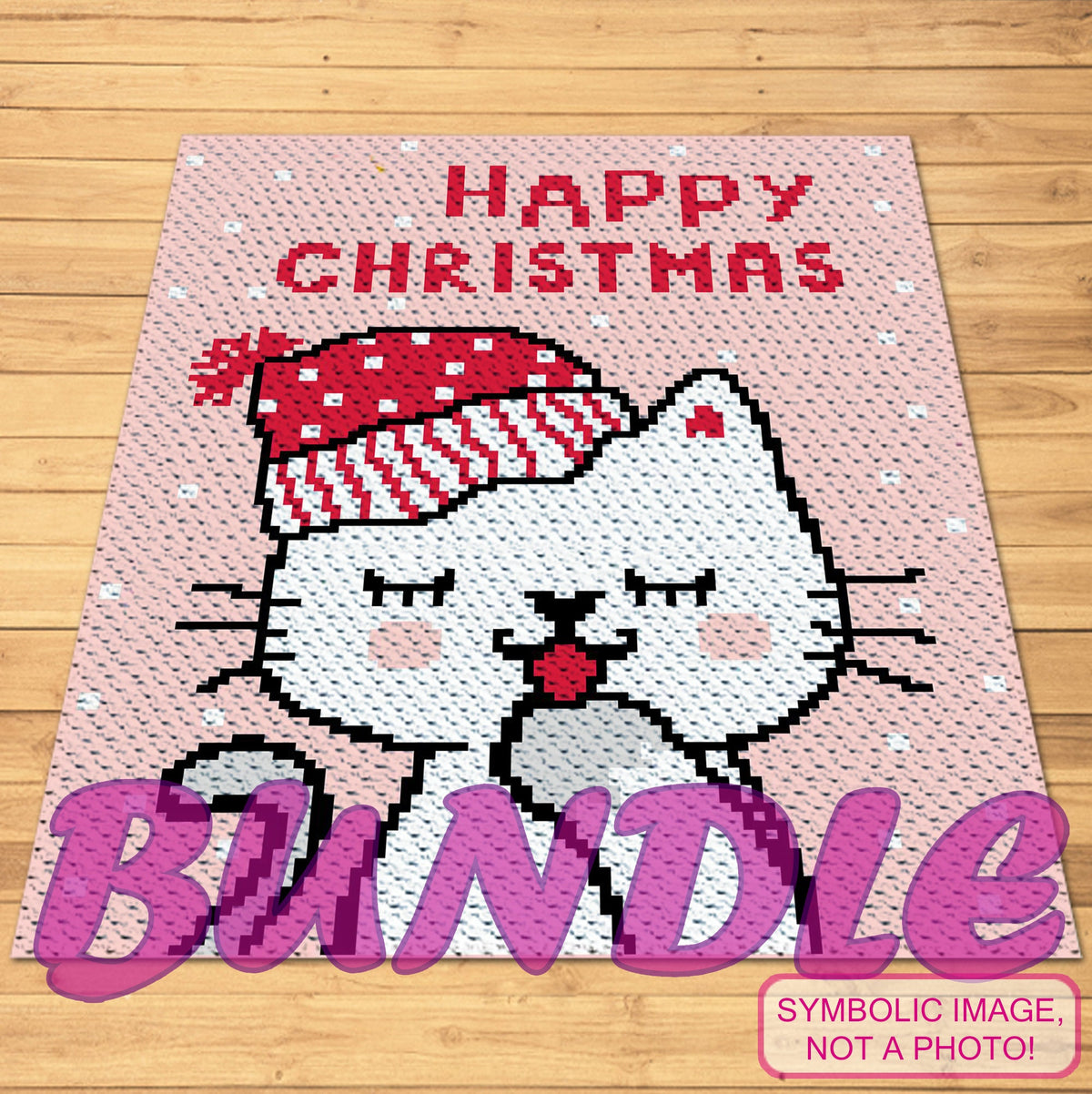 Christmas Crochet Patterns - Crochet BUNDLE - C2C Cat Crochet Pattern, Christmas Crochet Pillow Pattern - Christmas Crochet Blanket Pattern