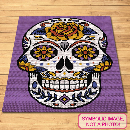 Sugar Skull Crochet Blanket Pattern, SC Graphghan Pattern, Dia de los Muertos Crochet, Skull Blanket PDF

Create a bold and colorful handmade blanket with this beautiful Sugar Skull SC Crochet Blanket Pattern! 💀🌸🧶