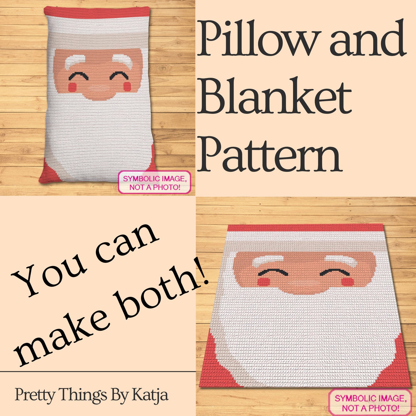 Xmas Crochet Pillow Pattern - Crochet Sata Claus Pattern