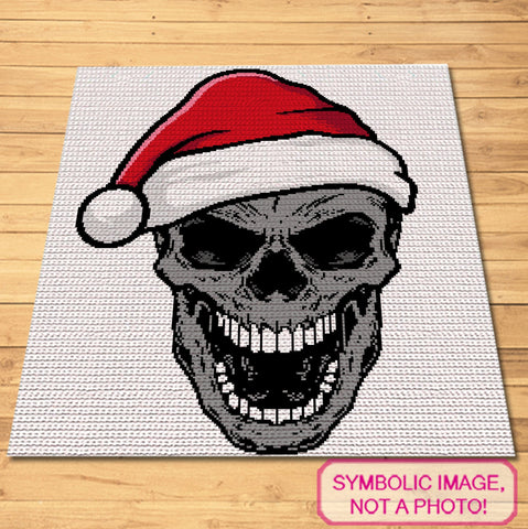 Crochet Santa Skull is a Christmas Crochet Blanket Pattern. This Tapestry Crochet Blanket Pattern includes Graph Pattern with Written Instructions, PDF Digital Files. Click to learn more!