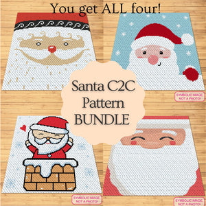 Get ready for the holidays with this delightful Christmas Crochet Santa Pattern Bundle!

This bundle includes four charming C2C Santa patterns - from classic Santa faces to playful and modern designs, these patterns are perfect for adding festive cheer to your crochet projects.

Ideal for creating cozy blankets, this bundle is great for all holiday crochet lovers. 