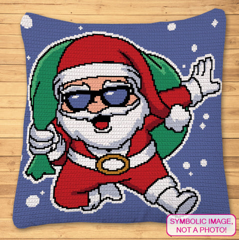 Get ready for a fun and festive project with this Cool Santa SC Blanket and Pillow Pattern! Featuring a laid-back Santa with sunglasses and a stylish flair, this pattern measures 150x150 stitches and uses bold colors to capture the holiday spirit.

Perfect for intermediate crocheters, this playful design is ideal for creating a cozy holiday throw or a standout gift for someone special. Add some cool vibes to your Christmas décor with this unique and vibrant Santa SC pattern!