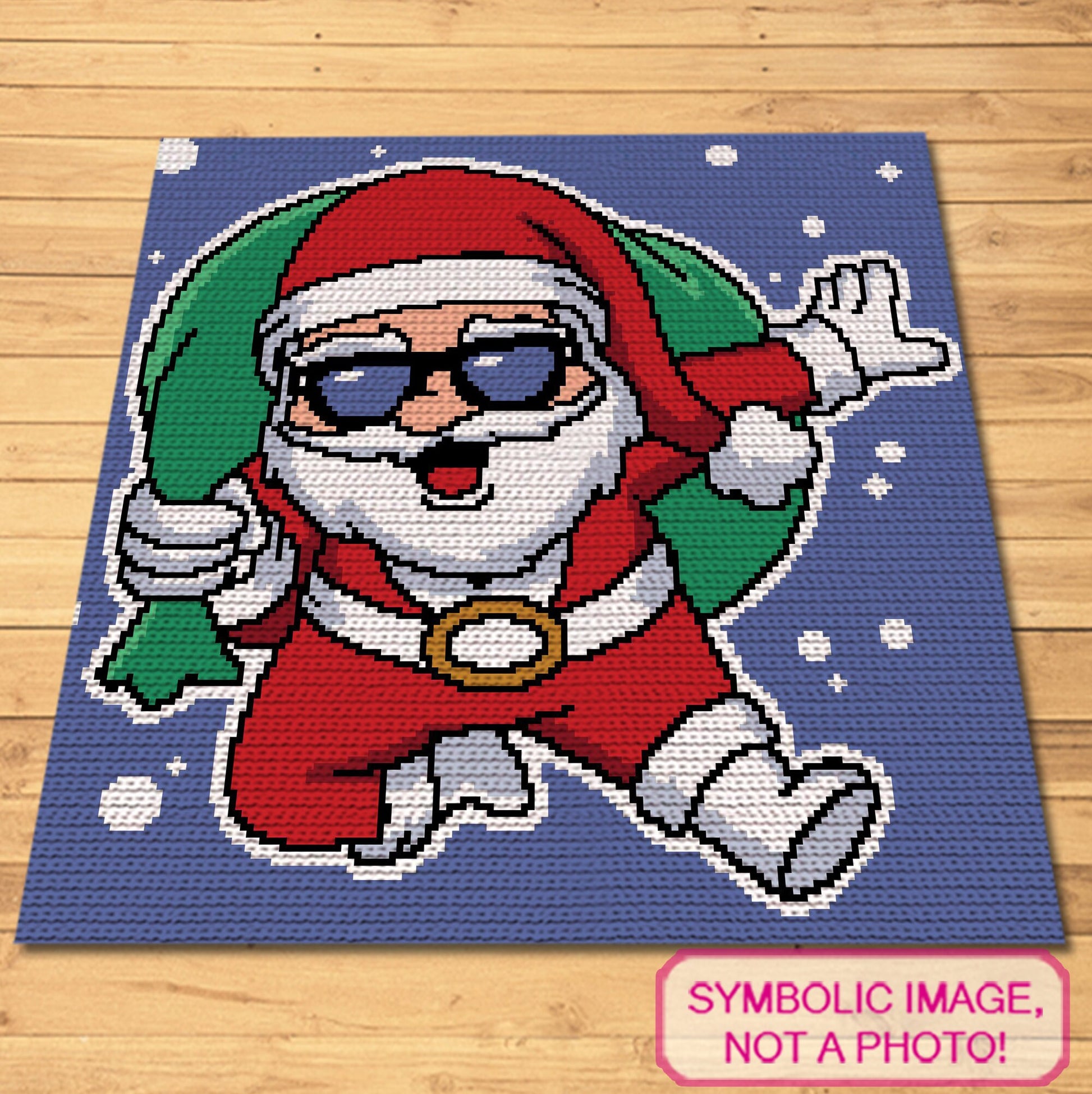 Get ready for a fun and festive project with this Cool Santa SC Blanket and Pillow Pattern! Featuring a laid-back Santa with sunglasses and a stylish flair, this pattern measures 150x150 stitches and uses bold colors to capture the holiday spirit.

Perfect for intermediate crocheters, this playful design is ideal for creating a cozy holiday throw or a standout gift for someone special. Add some cool vibes to your Christmas décor with this unique and vibrant Santa SC pattern!