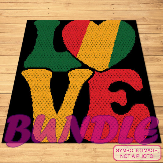 Rasta Love Crochet Pattern BUNDLE - Wrap Yourself in Love and Good Vibes! Crochet a warm and comforting Blanket and create a cozy Crochet Pillow with Rasta-inspired colors and patterns that evoke feelings of love, peace, and joy. Crochet Love BUNDLE Pattern with Written Instructions, PDF Digital Files. Click for more!