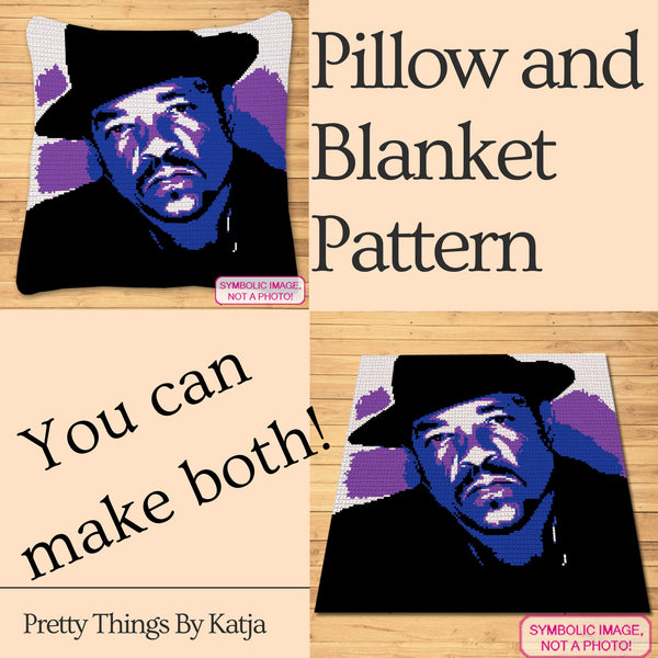 Celebrate the iconic Ice T with this detailed SC Crochet Blanket Pattern!

Perfect for fans of the legendary rapper and actor, this Single Crochet Pattern captures his unmistakable look with clean lines and bold contrasts. Designed for intermediate crocheters, the pattern is easy to follow and allows you to create a stunning tribute to Ice T, whether as a wall hanging, throw, or unique gift. 
Click to learn more!