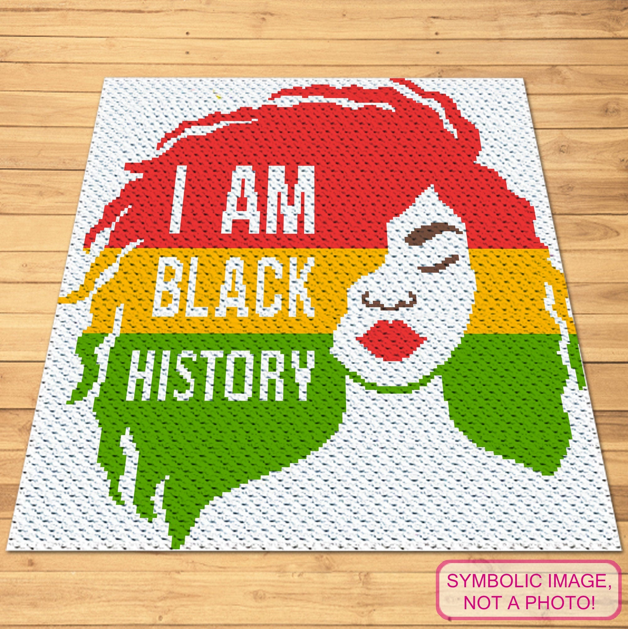 I Am Black History Crochet Blanket - Embrace heritage, embody strength! African-inspired, vibrant pattern. Stitch pride & empowerment. African Crochet is a C2C Graphgan Pattern with Written Instructions, PDF Digital Files. Click to learn more!