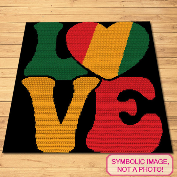 Rasta Love Crochet Pattern BUNDLE - Wrap Yourself in Love and Good Vibes! Crochet a warm and comforting Blanket and create a cozy Crochet Pillow with Rasta-inspired colors and patterns that evoke feelings of love, peace, and joy. Crochet Love BUNDLE Pattern with Written Instructions, PDF Digital Files. Click for more!