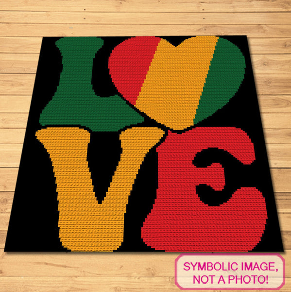 Rasta Love Crochet Pillow Pattern - Infuse Your Space with Positive Vibes! Create a cozy crochet pillow with Rasta-inspired colors and motifs that symbolize love, compassion, and togetherness. Add a touch of reggae-inspired style to your home while spreading the message of love and unity. African Crochet is a Graph Pattern with Written Instructions for Crochet Blanket and Pillow, PDF Digital Files. Click to learn more!