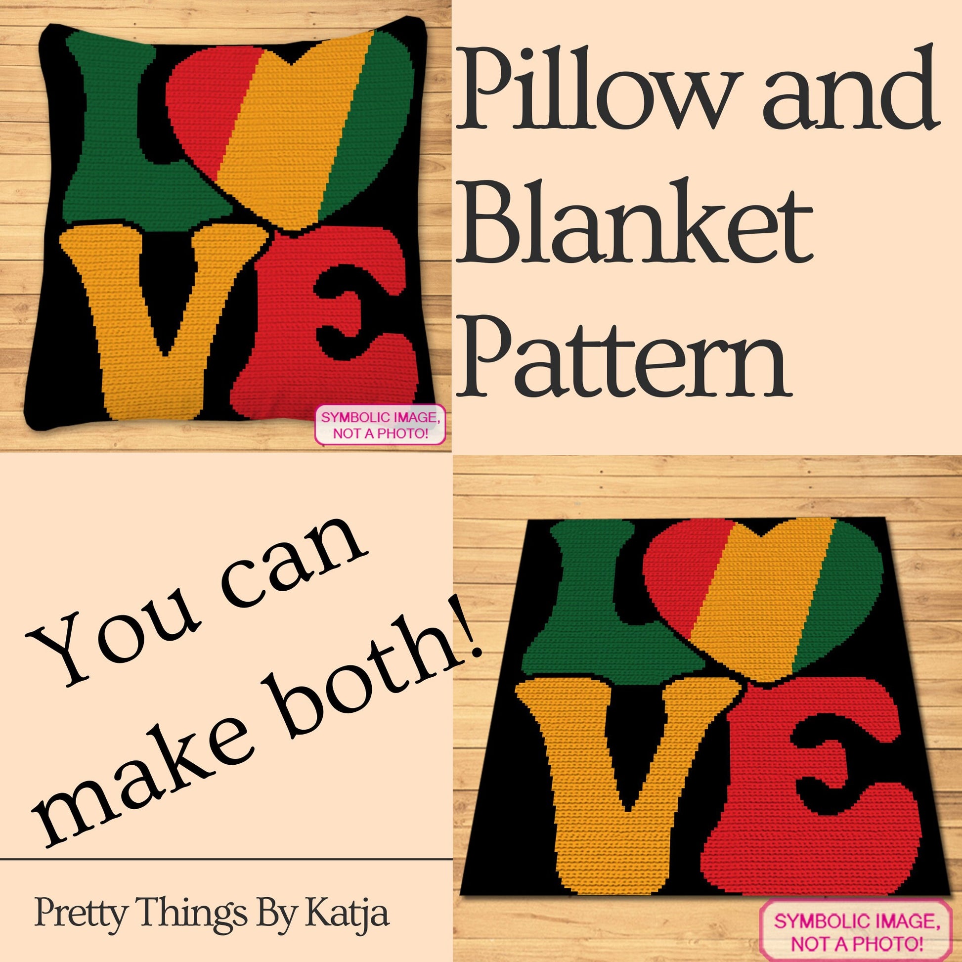 Rasta Love Crochet Pillow Pattern - Infuse Your Space with Positive Vibes! Create a cozy crochet pillow with Rasta-inspired colors and motifs that symbolize love, compassion, and togetherness. Add a touch of reggae-inspired style to your home while spreading the message of love and unity. African Crochet is a Graph Pattern with Written Instructions for Crochet Blanket and Pillow, PDF Digital Files. Click to learn more!