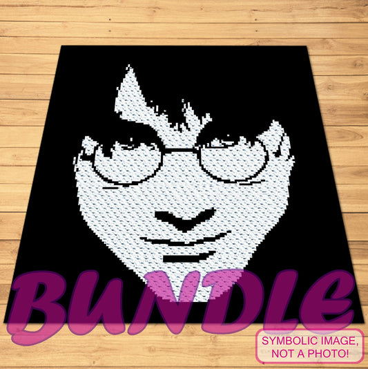 Harry Potter Crochet Pattern BUNDLE - Crochet Celebrity Daniel Radcliffe is a Crochet BUNDLE, a Graph Pattern with Written Instructions for a C2C Crochet Blanket Pattern, and a Tapestry Crochet Pillow; PDF Digital Files. Click to learn more!