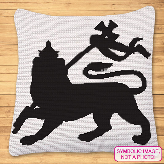 Crochet Lion Of Judah Pattern with Written Instructions for a Tapestry Crochet Blanket Pattern and a Tapestry Crochet Pillow Pattern; PDF Digital Files. Click to learn more!
