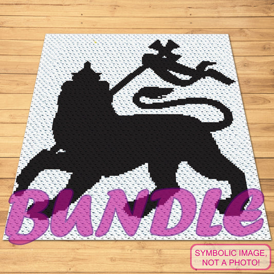 Crochet Lion Of Judah is a Crochet BUNDLE, a Graph Pattern with Written Instructions for a C2C Crochet Blanket Pattern, and a Tapestry Crochet Pillow; PDF Digital Files. Click to learn more!