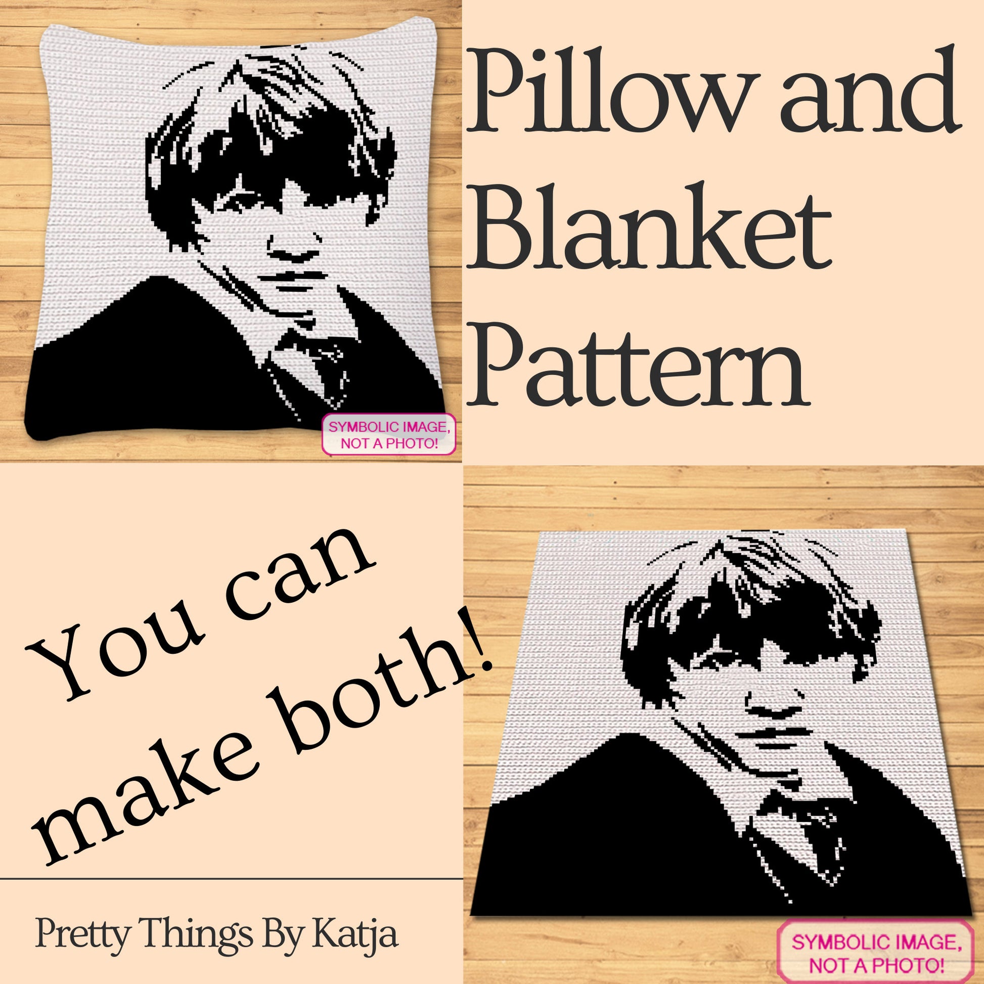 Harry Potter Patterns - Ron Weasley - Crochet Celebrity Rupert Grint a Graph Pattern with Written Instructions for a Tapestry Crochet Blanket and Pillow Pattern; PDF Digital Files. Click to learn more!